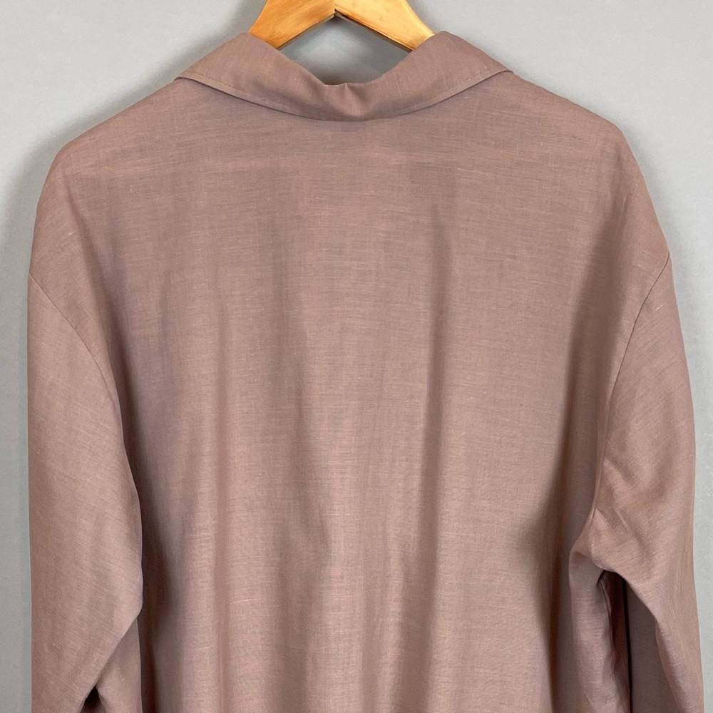 Vintage Shirt Men Embroidery 2X Tall Long Sleeve Mauve Button-Up Pointed Collar - Picture 6 of 11